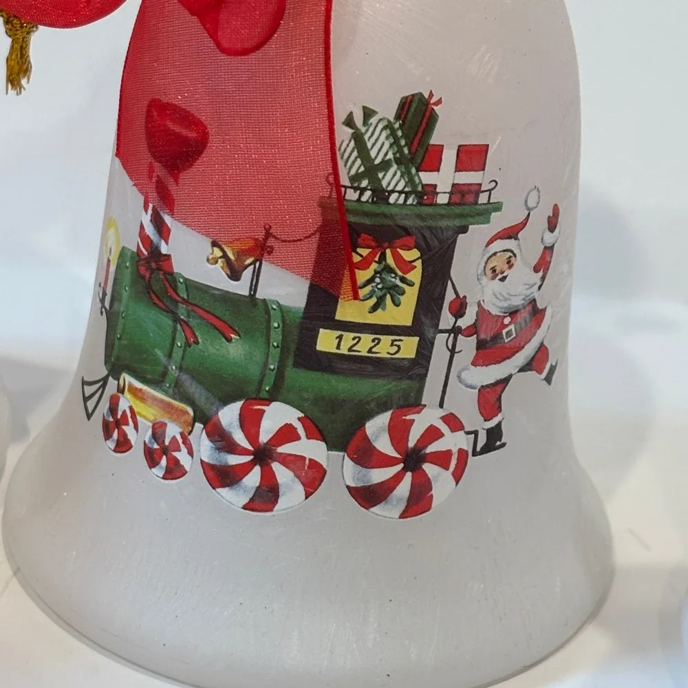 Mr. Christmas Glass Bells Set of 4 Frosted Lighted Ornaments Timer Vintage Style